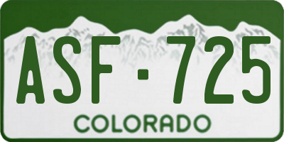CO license plate ASF725