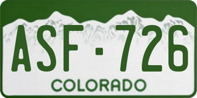 CO license plate ASF726
