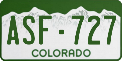 CO license plate ASF727