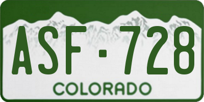 CO license plate ASF728
