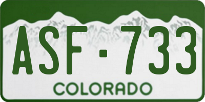 CO license plate ASF733
