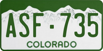 CO license plate ASF735