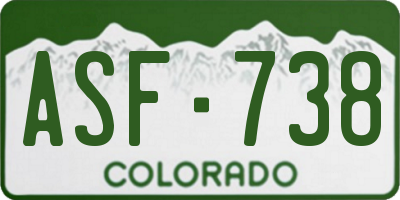CO license plate ASF738