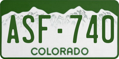 CO license plate ASF740