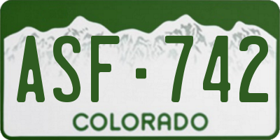 CO license plate ASF742
