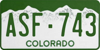 CO license plate ASF743