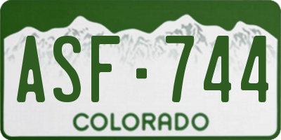 CO license plate ASF744