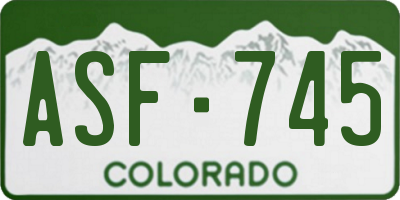 CO license plate ASF745