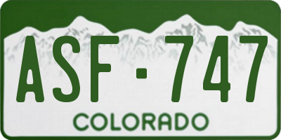 CO license plate ASF747