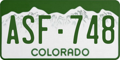 CO license plate ASF748
