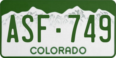 CO license plate ASF749
