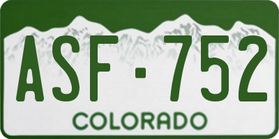 CO license plate ASF752