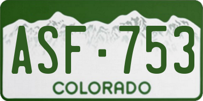 CO license plate ASF753