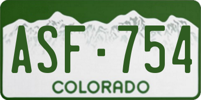 CO license plate ASF754