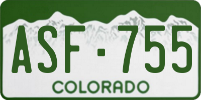 CO license plate ASF755