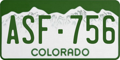 CO license plate ASF756
