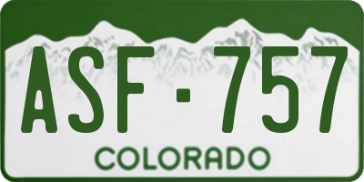 CO license plate ASF757