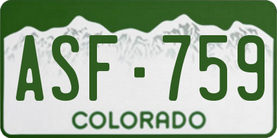 CO license plate ASF759