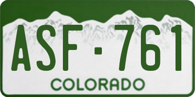 CO license plate ASF761