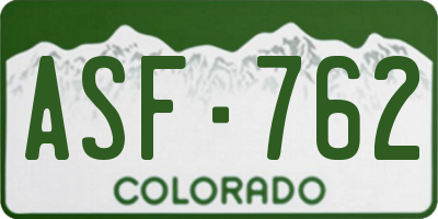 CO license plate ASF762