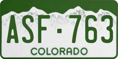CO license plate ASF763