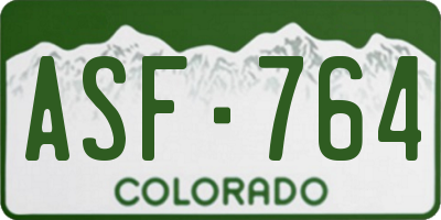 CO license plate ASF764