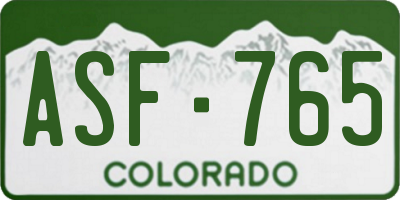 CO license plate ASF765