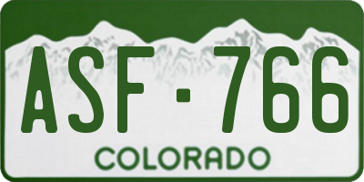 CO license plate ASF766