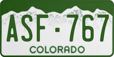 CO license plate ASF767