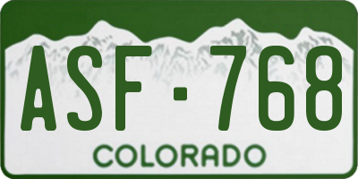 CO license plate ASF768