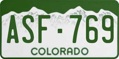 CO license plate ASF769
