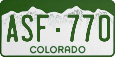 CO license plate ASF770