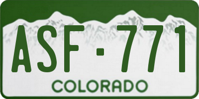 CO license plate ASF771