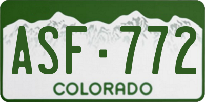 CO license plate ASF772