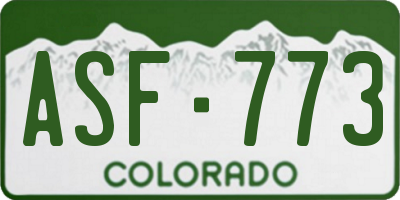 CO license plate ASF773