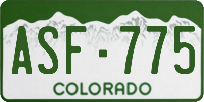 CO license plate ASF775