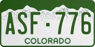 CO license plate ASF776