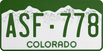 CO license plate ASF778