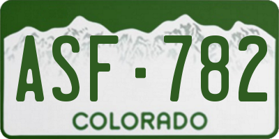 CO license plate ASF782