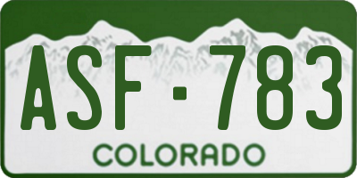 CO license plate ASF783