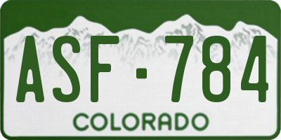 CO license plate ASF784