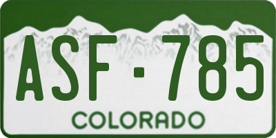 CO license plate ASF785