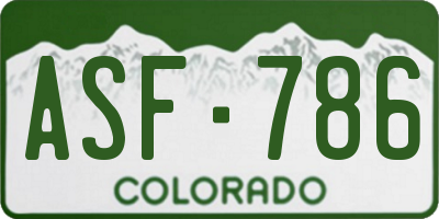 CO license plate ASF786