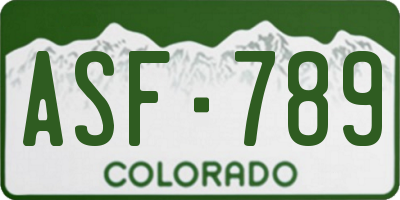 CO license plate ASF789