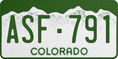 CO license plate ASF791