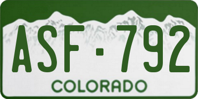 CO license plate ASF792