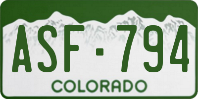 CO license plate ASF794