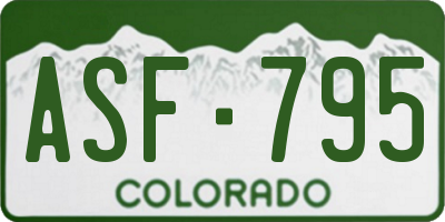 CO license plate ASF795