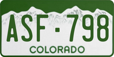 CO license plate ASF798
