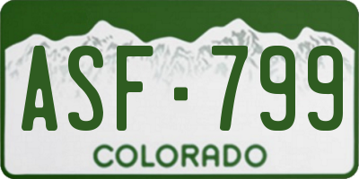 CO license plate ASF799